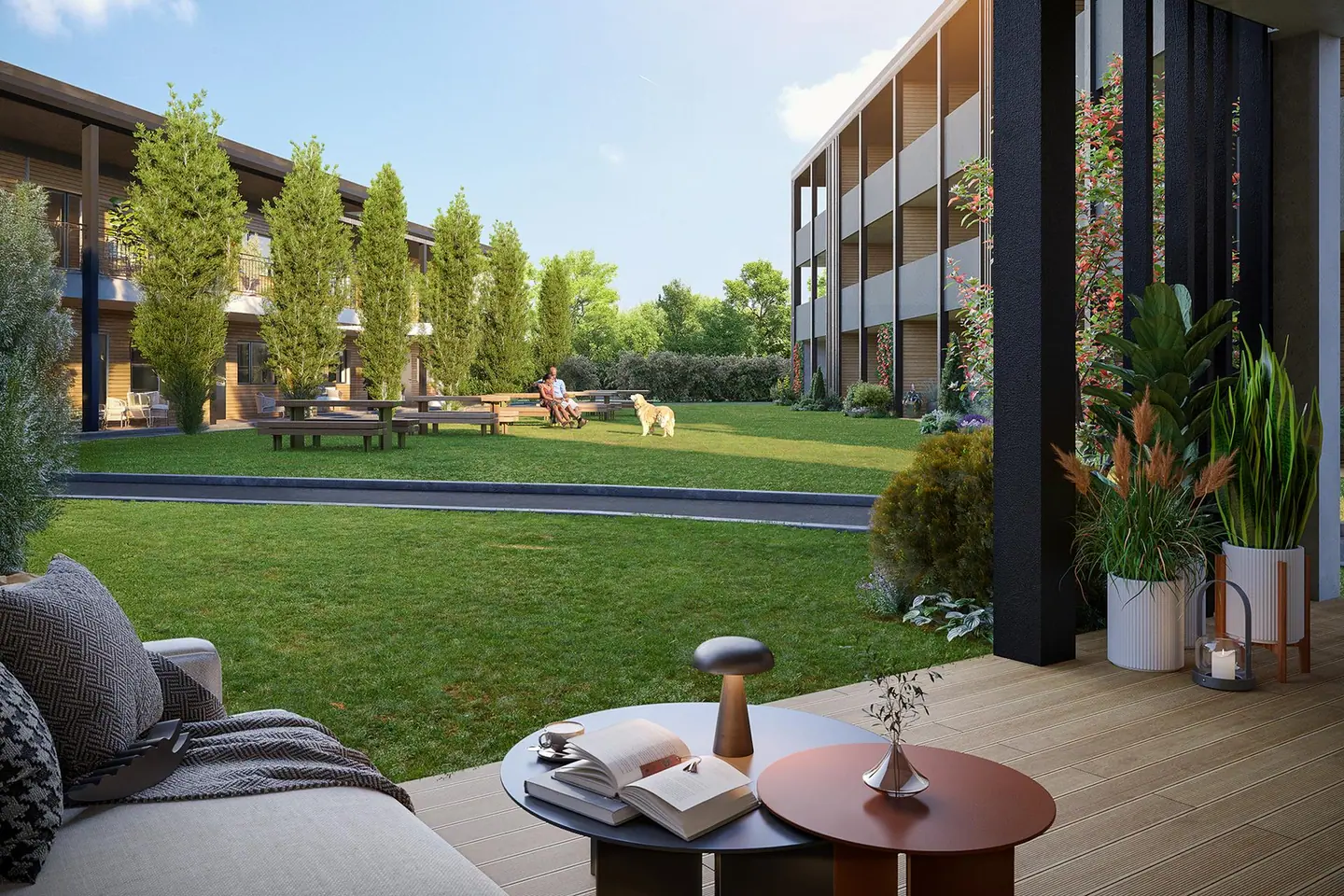 Terrasseområde fra leilighet 16 i 1.etasje på E3