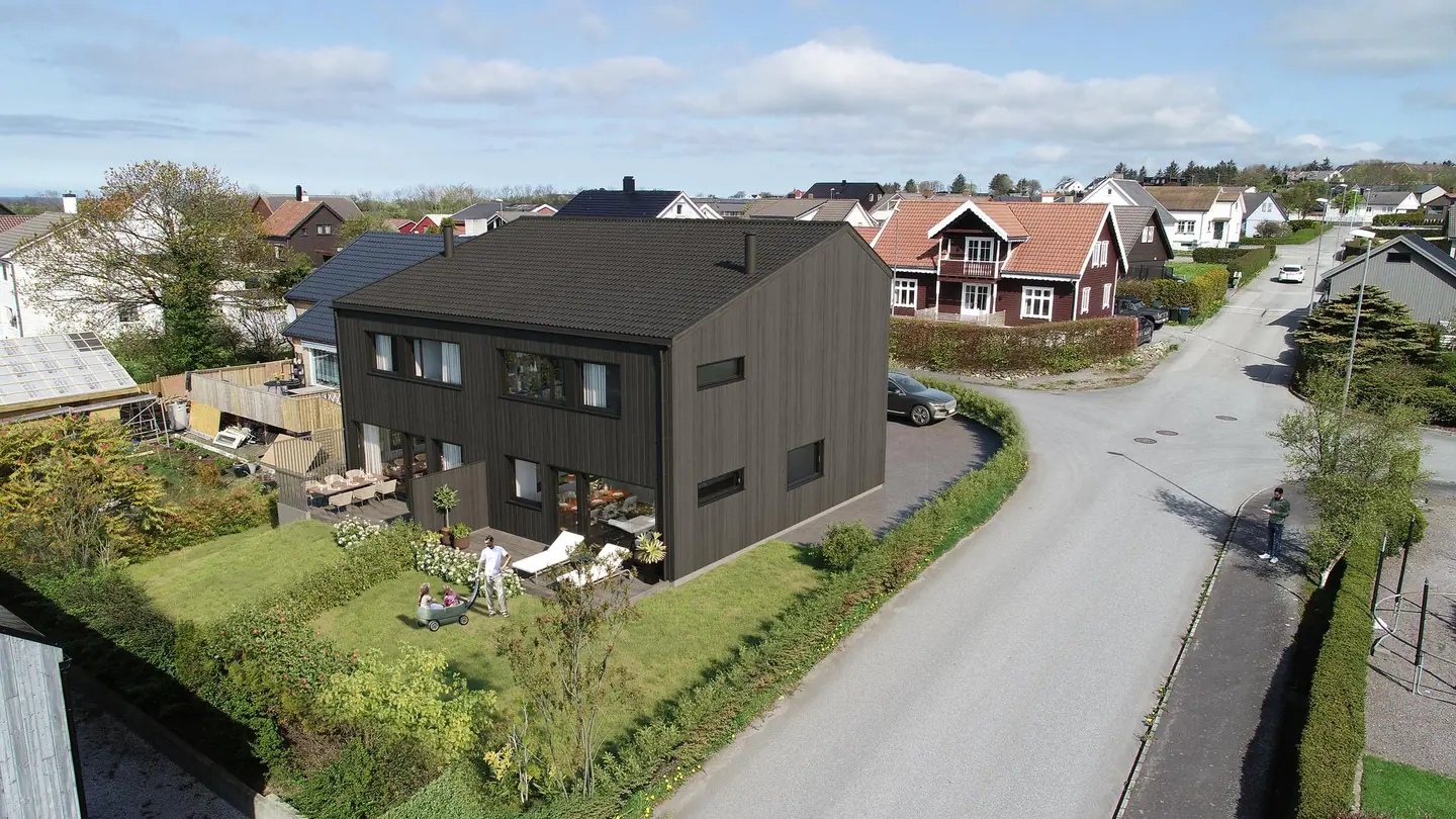 Velkommen til Nordra Subagata - Fasade fra hagesiden (illustrasjon)