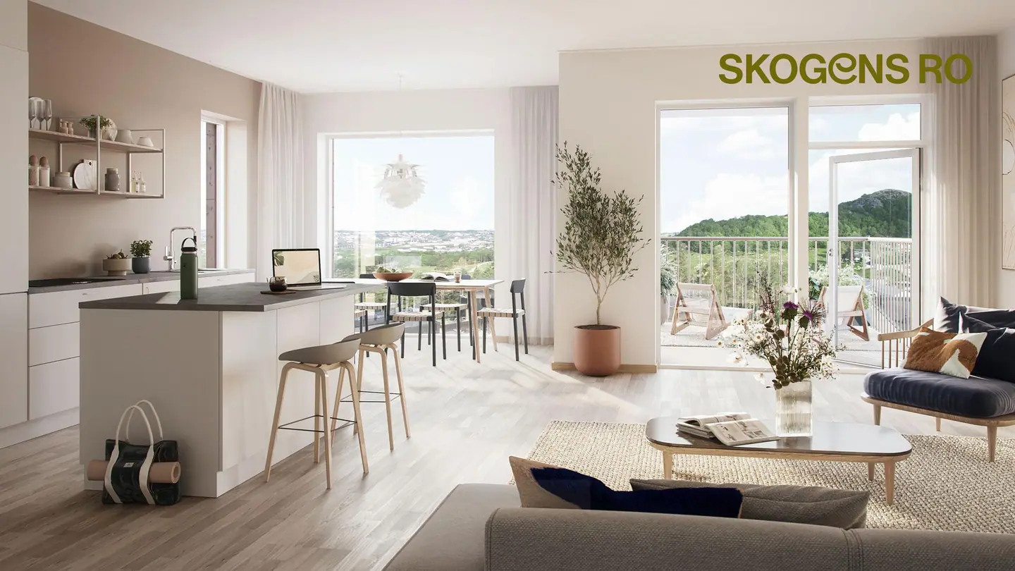 Ilustrasjon fra samme leilighet i 3. etg. Endeleilighet og får lys inn fra to sider.