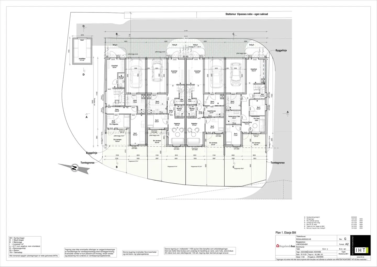 Plantegning 1.etasje Bolig A-D