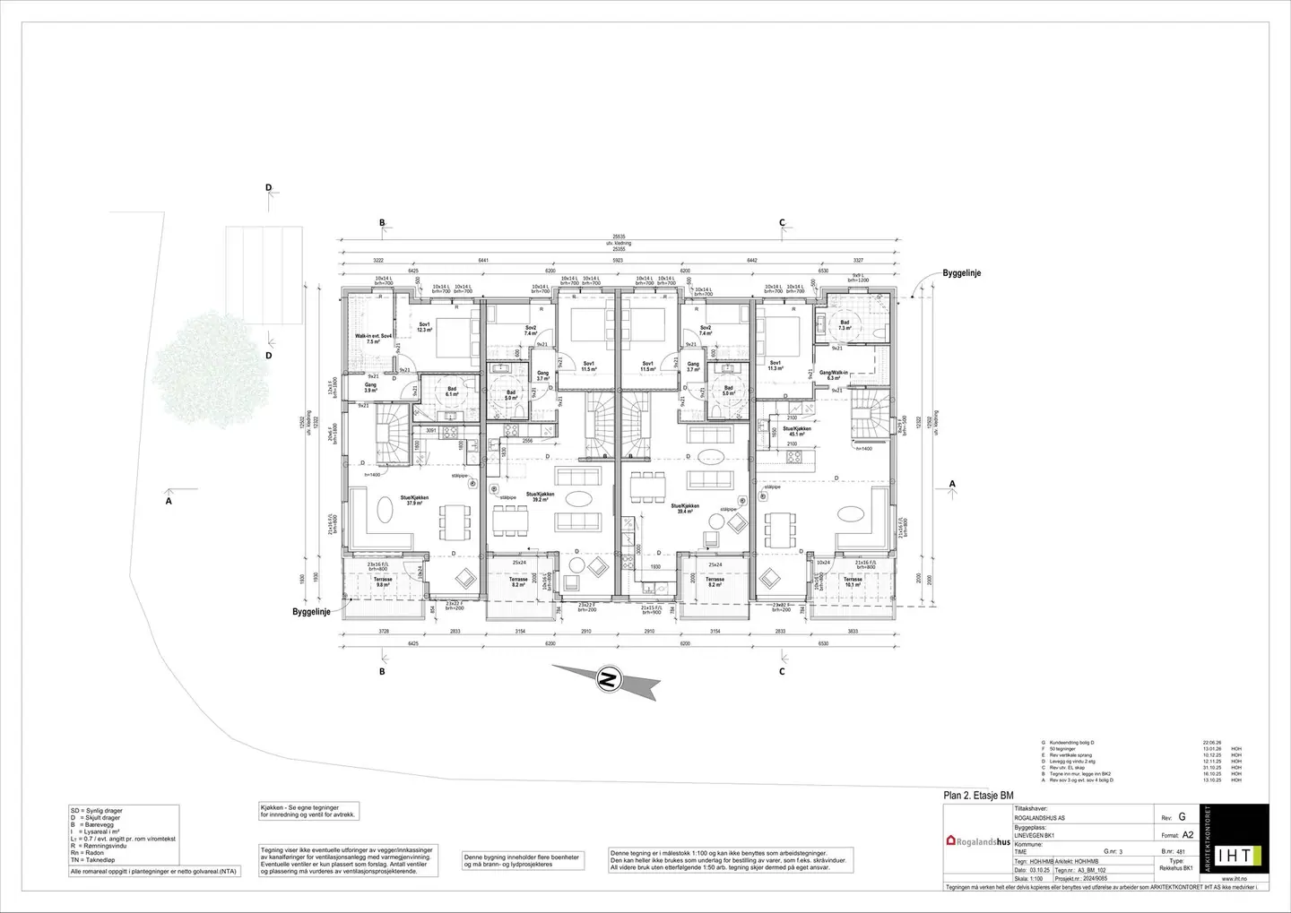 Plantegning 2.etasje Bolig A-D