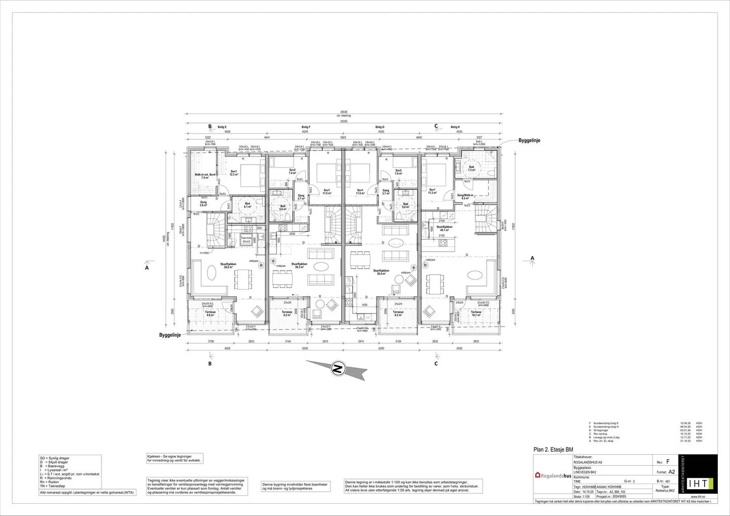 Plantegning 2.etasje Bolig E-H